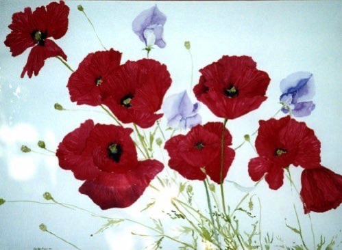 Red Poppies & Sweet Peas (sold) Red Poppies & Sweet Peas (sold)