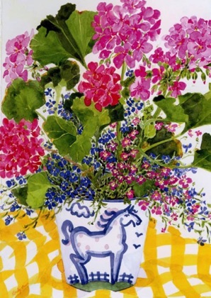Geraniums in Hadley Cachepot Geraniums in Hadley Cachepot