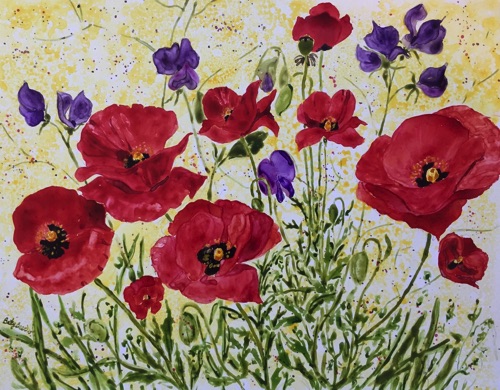 Red Poppies & Sweet Peas
11x14   (sold)